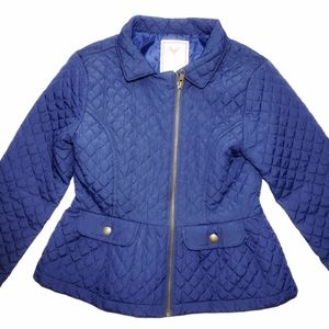 GYMBOREE Navy Quilted Peplum Jacket Size M